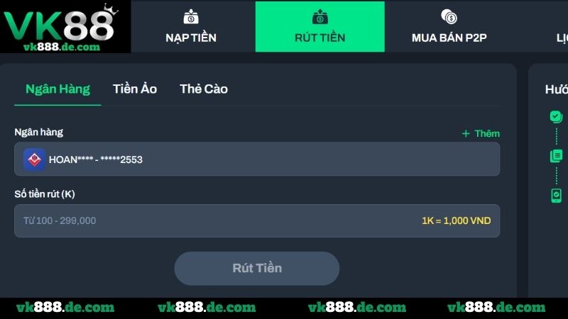 Hướng Dẫn Chi Tiết Cách Rút Tiền VK88 Qua 3 Kênh Giao Dịch 3 kênh rút tiền VK88 phổ biến và an toàn