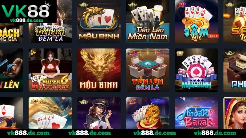 Game Bài VK88 - Sảnh Game Đa Dạng Giải Trí Đỉnh Cao Hệ thống game bài VK88 đắt giá