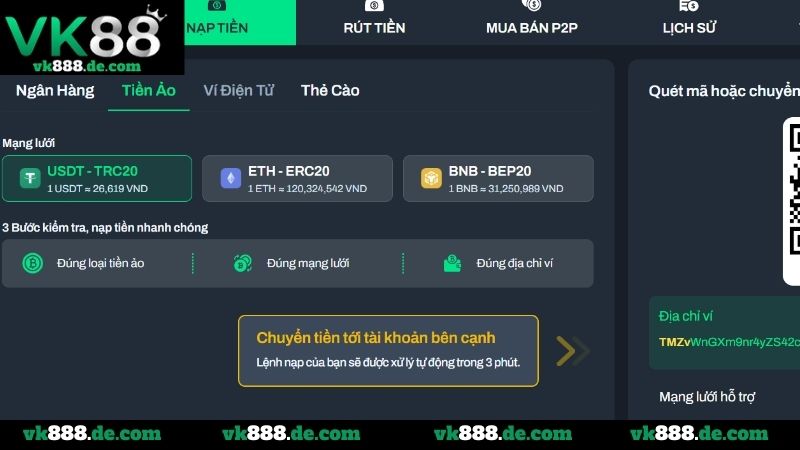 Hướng Dẫn Nạp Tiền VK88 Chi Tiết – 4 Kênh Giao Dịch An Toàn Lưu ý quan trọng khi nạp tiền VK88