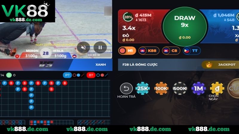 Đá Gà VK88 - Trực Tiếp Trận Đấu Sắc Nét, Kèo Cược Đa Dạng Theo dõi trận đấu trực tiếp gay cấn